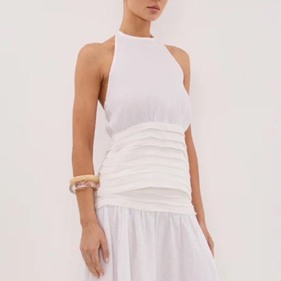 DISSH Tops - Dissh Hallie White Linen Halter Top Size 4 Small NWT